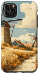 iPhone 11 Pro Max Wheat Fields With Windmills Landscape Vintage Graphic Case