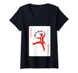 Womens Joker Red Suits Playing Card V-Neck T-Shirt