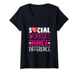 Womens Social Workers Make A Difference Social Work Appreciation V-Neck T-Shirt