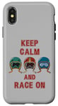 Coque pour iPhone X/XS Casque rétro vintage, Go Kart Car Racing, Keep Calm & Race On