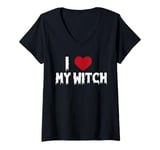 Womens I Love my witch, I Heart Witch V-Neck T-Shirt