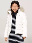 Tommy Hilfiger Kids' Faux Fur Hooded Puffer Jacket, Ancient White