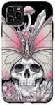 Coque pour iPhone 11 Pro Max Tête squelette champignon papillon – Botanique gothique