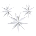 SUNBEAUTY White Paper Star Lanterns Christmas Decorations, 9 Pointed Paper Star Lanterns, Xmas Decorations, Christmas Tree Decorations Hanging Paper Stars (30cm 3pcs)