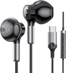 USB C Headphones for Samsung Galaxy S24 Ultra S23 S22 S21 FE S20 A53 Black 