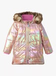 Hatley Kids' Iridescent Sherpa Lined Puffer Jacket, Pink/Multi