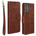 Avizar Folio case for Motorola Moto G24/G04 Smooth TextuWallet Flap, Brown