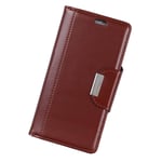 Mipcase Flip Phone Case with Magnetic Buckle, Leather Phone Cover with Card Slots and Wallet, Shockproof Kickstand Phone Shell for HUAWEI Y9 2018 (Brown)