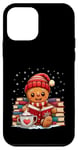 Coque pour iPhone 12 mini Bonhomme Bibliothèque de Noël pour amateurs de livres de lecture en pain d'épice