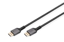 DIGITUS Câble DisplayPort - Displayport 1.4 - UHD-II 8K/60hz - 4k/144Hz - câble tressé - contacts dorés - 2m - Compatible avec moniteur, carte graphique gaming - noir