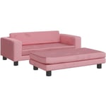 Canapé avec repose-pied pour enfants rose 100x50x30 cm velours Vidaxl Pink