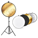 Neewer Photo Studio Light Reflector Kit and Light Stand: 110cm 5-in-1 Multi-Disc Reflector, Light Stand and Metal Reflector Holder for Photo Video Portrait Photography