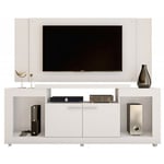 Beaux Meubles Pas Chers - Meuble tv Mural 55 Pouces Blanc 5 Niches Roulettes l 173 h 160.5 p 38.5 cm