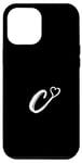 iPhone 15 Pro Max Vintage White Initial Letter C Heart Minimalist Black Case