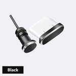 Jeu De Prises Anti-Poussière Pour Téléphone De Type C,Port Usb De Type C,Prise Jack Pour Écouteurs 3.5mm,Samsung,Huawei,Xiaomi,Iphone,Ipad,Apple - Type Black