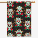 VinMea Long Polyester Garden Flag House Banner 28 x 40 inch Day of The Dead Sugar Skull Decorative Garden Flag Wedding Anniversary Outdoor Decor