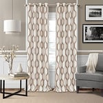 Elrene Home Fashions Renzo Ikat Rideau de fenêtre géométrique avec œillets, 132,1 x 241,3 cm, 1 Panneau, Naturel