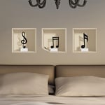 Stickers adhésifs 3D | Sticker Mural Autocollant effet 3D Notes de musique - Stickers muraux Chambre Adulte - Stickers muraux 3D - Decoration Murale Salon - Autocollants muraux Trompe l'oeil |40x120cm