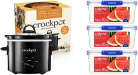 Crockpot Slow Cooker 1.8L and 3 Sistema KLIP IT PLUS 3.35L Food Storage