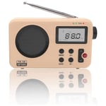 NK Radio Réveil - Radio Portable, AM/FM, Haut-Parleur Haute Puissance, 4 Piles AA, Reveil Matin avec de Luminosité, Petite Taille pour Chambres à Coucher, Jaune