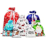 Christmas Drawstring Gift Bags, 30pcs Xmas Wrapping Gift Bags Large Medium Small Assorted Sizes, Wonder Wrap Bags Multipack, for Xmas Party, Presents, Holiday Decorations