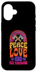 iPhone 16 Peace Love And Axe Throwing Bohemian Rainbow Case