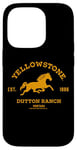 Coque pour iPhone 14 Pro Yellowstone Dutton Ranch Est. 1886 Running Horse Brown Logo