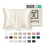 Tafts Silk Pillow Cases - 22mm 100% Pure Mulberry 6A Silk Pillowcase for Hair & Skin with Zipper Closure, Cooling, Natural, Organic, Double Sided Silk Pillow Case (Ivory White, Queen 20"x30" 1pc)