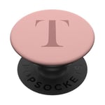 Lettre T monogramme prénom initiale T rose marron cadeau pour elle PopSockets PopGrip Adhésif