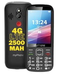 myPhone Halo 4 LTE Téléphone à Touches pour Seniors sans contrat, Double SIM, Grandes Touches et écran 3,5 Pouces, Batterie énorme de 2500 mAh, jusqu'à 16 Jours en Une Seule Charge + Touche SOS