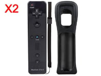 2pcs 2 en 1 Manette Wiimote Motion Plus pour Nintendo Wii et Wii U Noire -QUMOX®