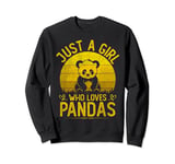 Vintage Pandas, Just A Girl Who Loves Pandas Girls Kids Sweatshirt
