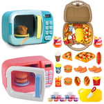 Pink Microwave and Blue Microwave Pretend Food Playset Colorful Clay Toy Set