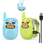 Rechargeable Walkie Talkies for Kids, FM Radio Kids Walkie-Talkies 2 Km Long Dis