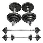 PROIRON 20kg Cast Iron Adjustable Dumbbell Set Hand Weight with Solid Dumbbell Handles Changed into Barbell Handily Perfect for Bodybuilding Fitness Weight Lifting Training Home Gym