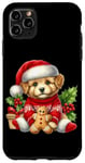 Coque pour iPhone 11 Pro Max Chiot mignon en bonnet de noel avec biscuit au pain d'épice