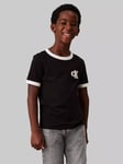 Calvin Klein Jeans Kids' Ringer Cotton Monogram Logo T-Shirt, Black