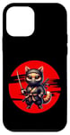 Coque pour iPhone 12 mini Chat japonais Ninja Lune rouge