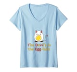 Womens The Devil’s in the Egg-Tails Deviled Egg Stuffed Egg Food V-Neck T-Shirt