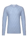 Davida Cashmere Man O-Neck Cable Sweater Blå