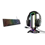 The G-Lab Keyz Platinium Clavier Mécanique Gamer AZERTY FR Red Switch Low Profile & K-Stand Radon Support pour Casque/Micro-Casque Gaming - Rétro-éclairage RGB