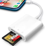 Lecteur de Carte SD pour iPhone iPad, Adaptateur de Carte SD, Lecteur de Carte mémoire pour iphone avec Double Fente pour Micro SD/SD, Adaptateur de Carte mémoire, Chargement et Lecture de