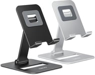 Lot De 2 Supports De Téléphone Portable Pliables Doubles, Support De Téléphone Entièrement Réglable Pour Bureau, Compatible Avec Iphone 15 14 13 12 11, Tous Les Téléphones, Noir & Argent