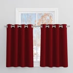 PONY DANCE Double Rideaux - Cantonnières de Fenêtre Rideau Décoratif Draperies Courts à Oeillets Isolant Lumineux Rideau Occultant pour Maison, 132 x 90 cm, Rouge Foncé, 2 PCs