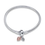 KUNSIR Snake Chain for Women 925 Silver Heart Bracelets for Pandora Fit European Bracelets Charms Beads with 5A CZ DIY Gift for Bset Friends