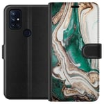 OnePlus Nord N10 5G Sort Lommebokdeksel Grön / Guld marmor