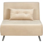 Canapé Convertible 1 Place en Velours Beige Rembourrage en Mousse Clic-clac Farris