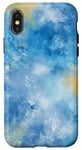 Coque pour iPhone X/XS Design aquarelle bleu et jaune