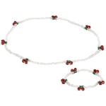 Konges Sløjd Pearly Cherry Set Med Halsband Och Armband Red Glitter | Vit | 0