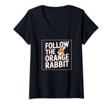 Womens Follow the Orange Rabbit - Bitcoin Cryptocurrency Crypto V-Neck T-Shirt